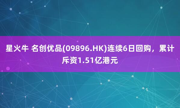 星火牛 名创优品(09896.HK)连续6日回购，累计斥资1.51亿港元